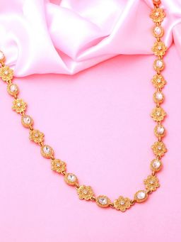Estele - Gold Plated Flower Designer Necklace With Crystals for Women
